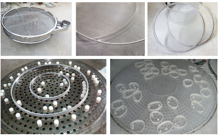 旋振篩換網(wǎng)1，去除舊網(wǎng)。2，將新的篩網(wǎng)平鋪在網(wǎng)架上。3，用束環(huán)固定篩網(wǎng)。3，拉緊篩網(wǎng)并擰緊束環(huán)，換網(wǎng)完成。