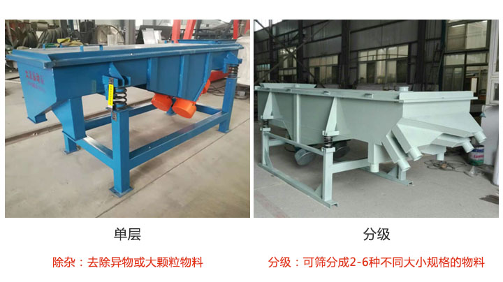 直線振動(dòng)篩單層除雜，多層分級。