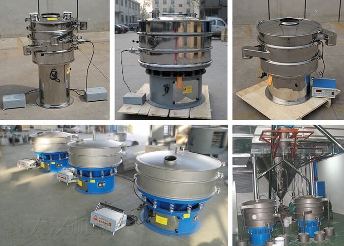 加高式超聲波旋振篩，碳鋼+不銹鋼式超聲波旋振篩，全不銹鋼式超聲波旋振篩，全碳鋼式超聲波旋振篩。