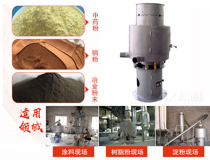 氣流篩分機主要適用物料有中藥粉,銅粉,冶金粉末等。